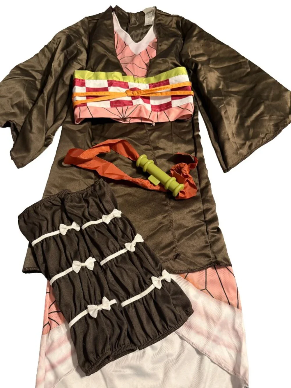 Demon Slayer Nezuko Kamado Costume Kimono Outfit Accessories Set Girls M 7/8